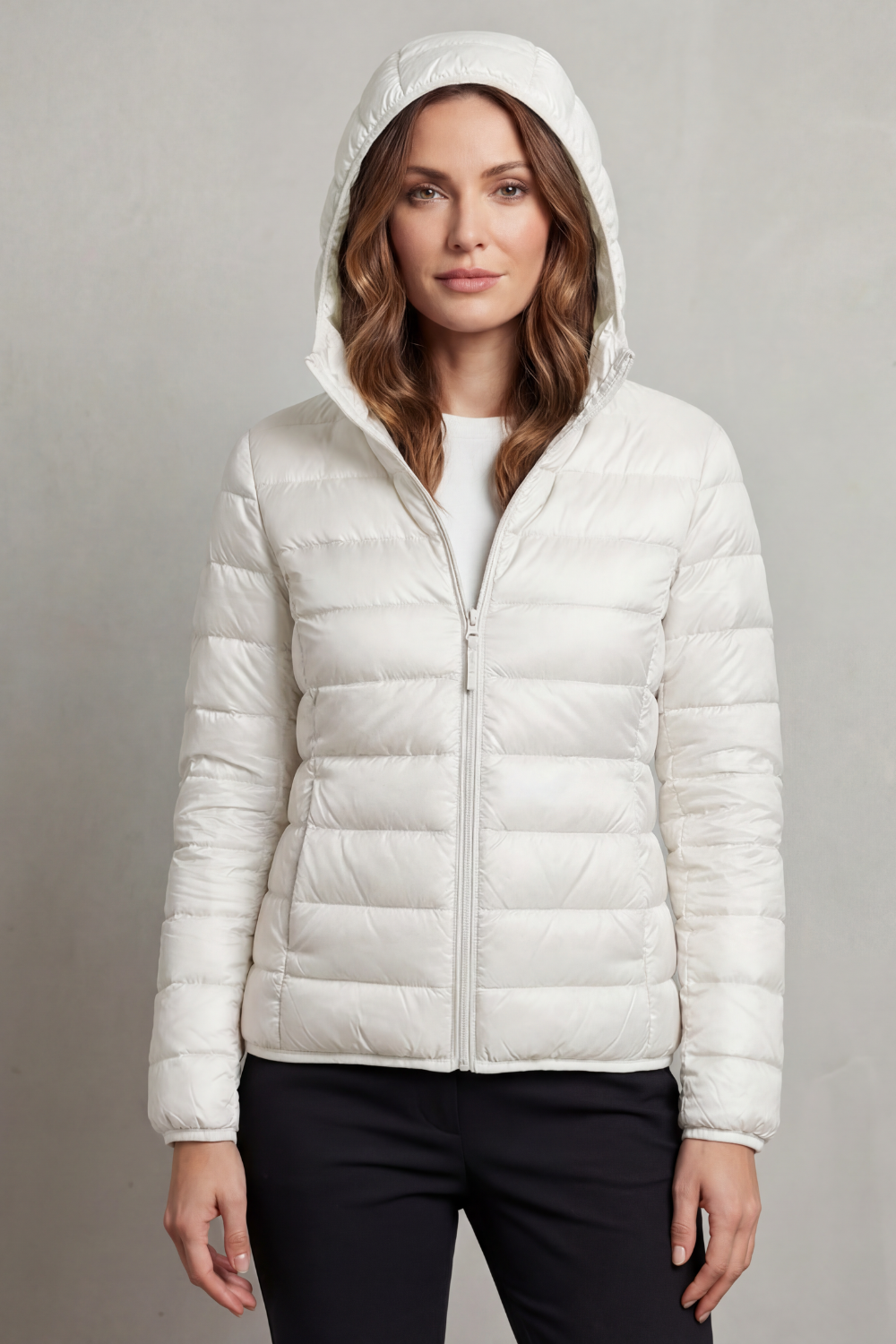 Lightweight Packable Hooded Puffer Jacket for Women