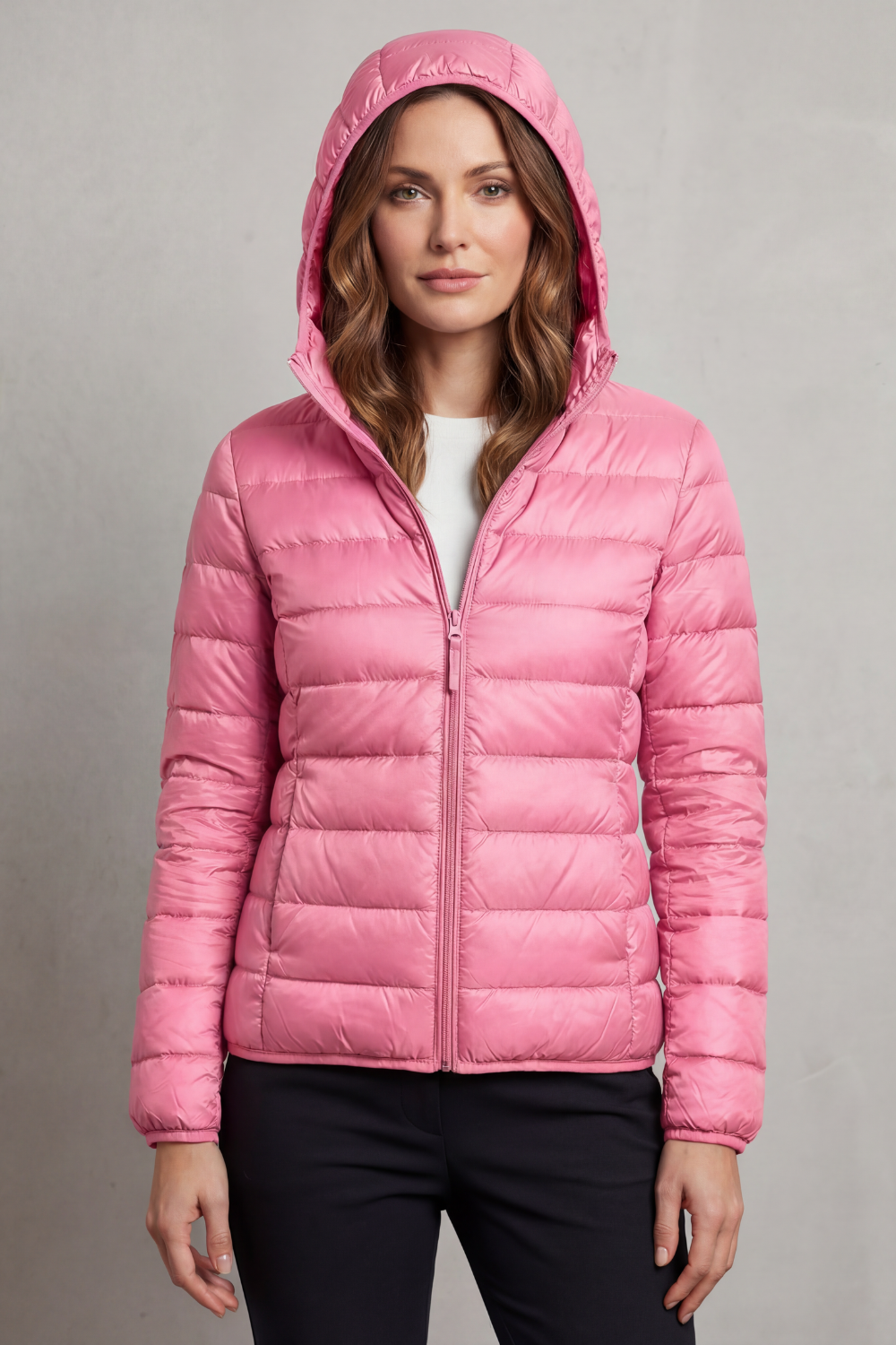 Lightweight Packable Hooded Puffer Jacket for Women