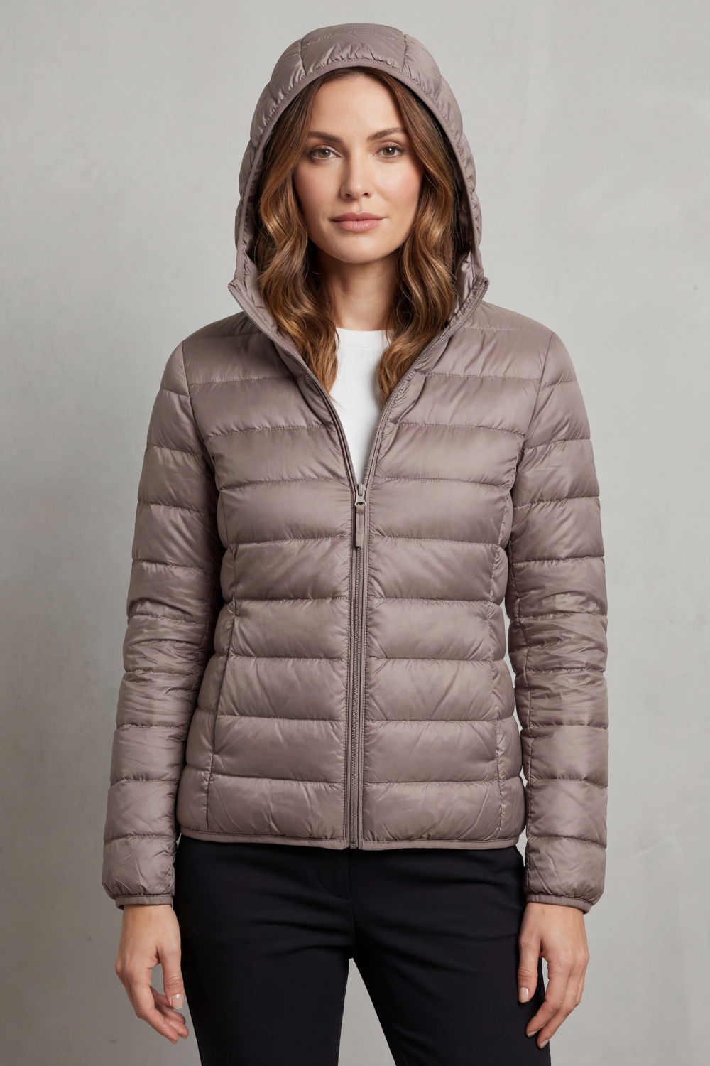 Lightweight Packable Hooded Puffer Jacket for Women