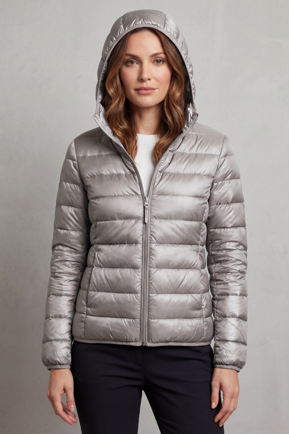 Lightweight Packable Hooded Puffer Jacket for Women