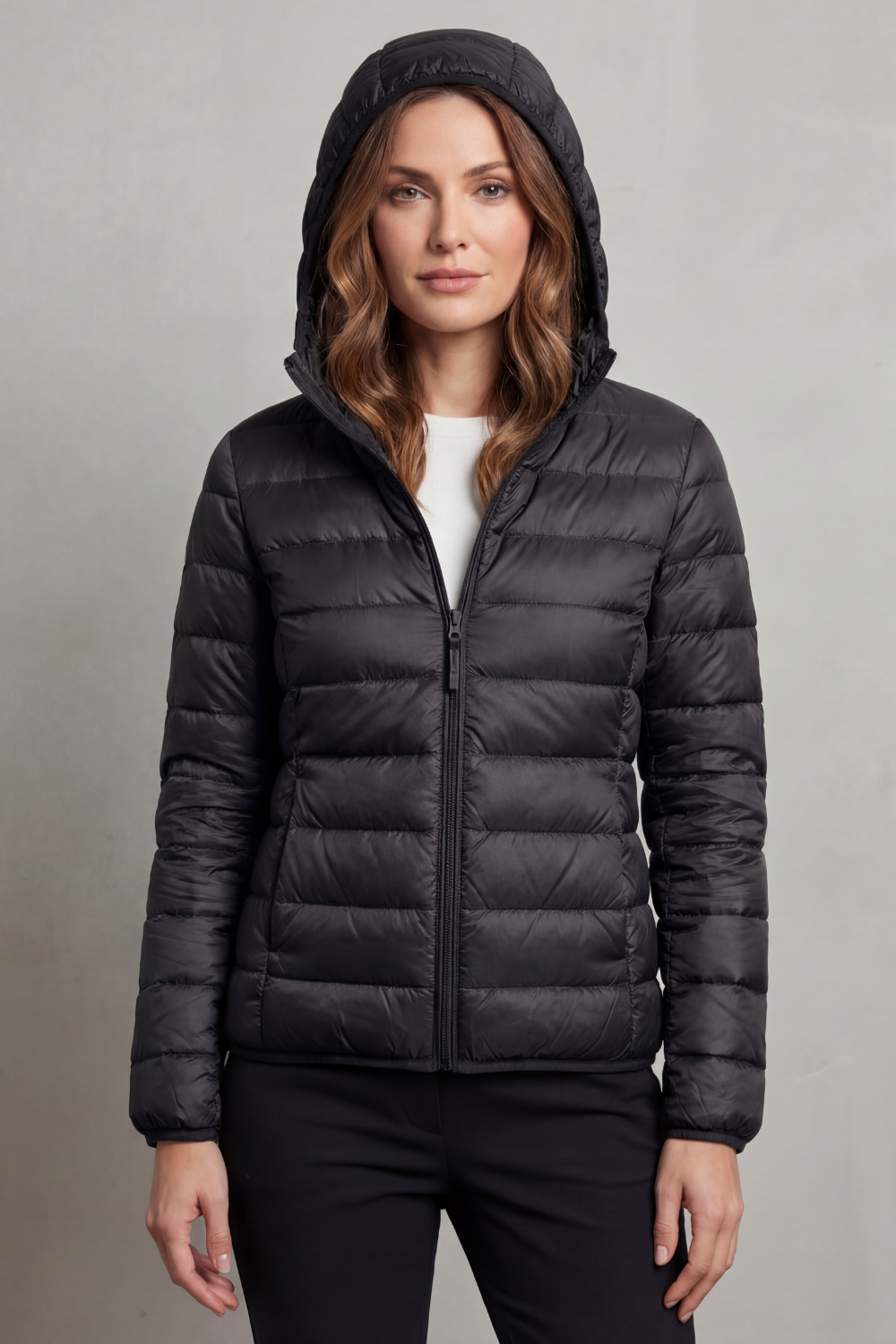 Lightweight Packable Hooded Puffer Jacket for Women