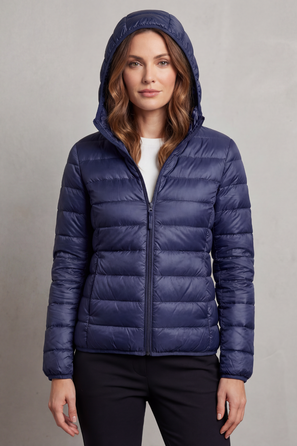 Lightweight Packable Hooded Puffer Jacket for Women