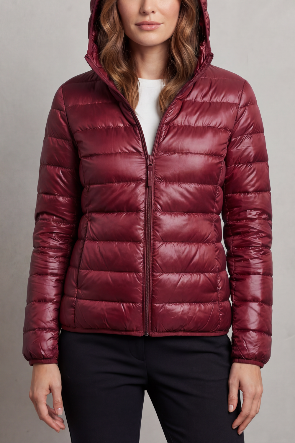 Lightweight Packable Hooded Puffer Jacket for Women