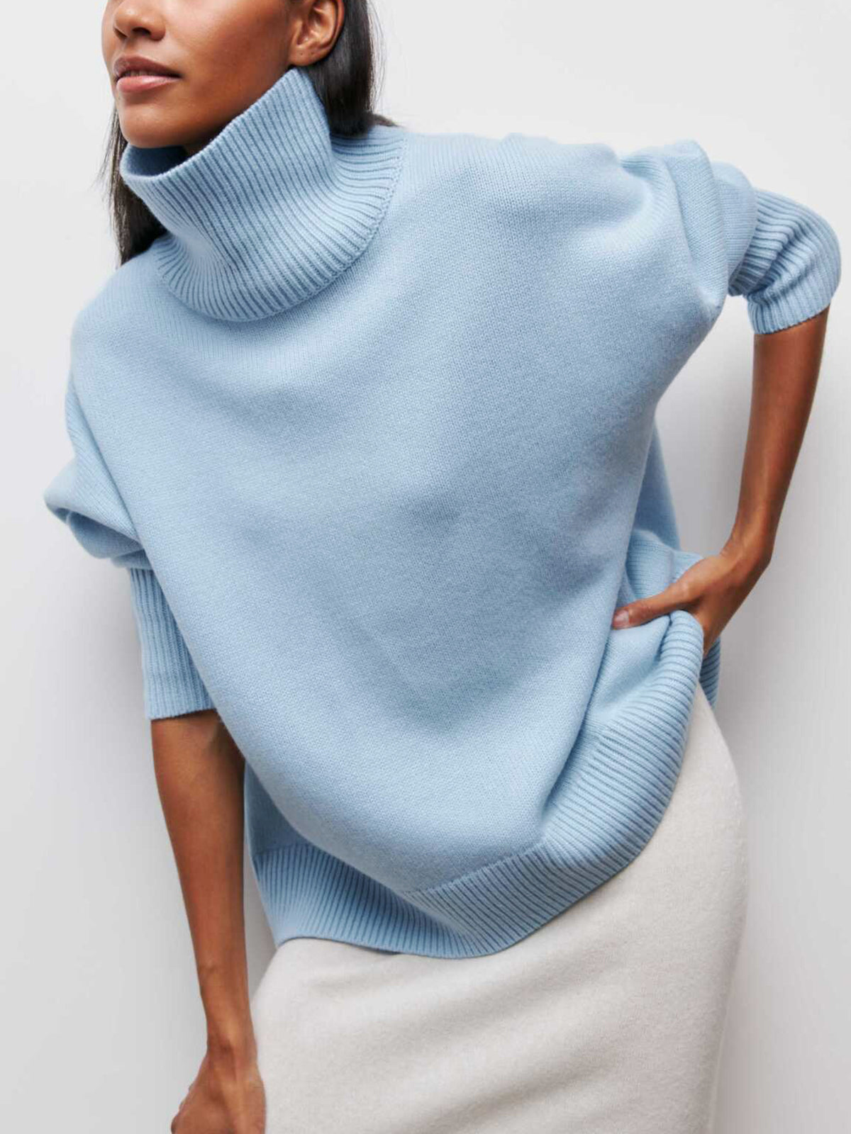 Women's Oversized Turtleneck Sweater - Cloudless Sky