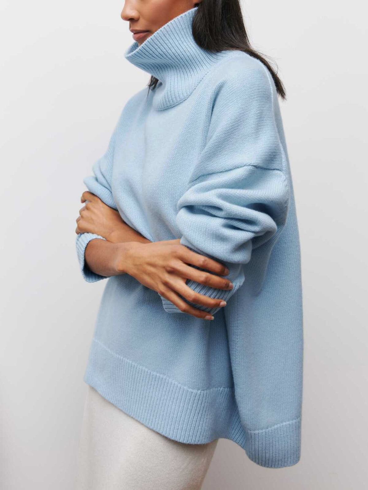 Women's Oversized Turtleneck Sweater - Cloudless Sky