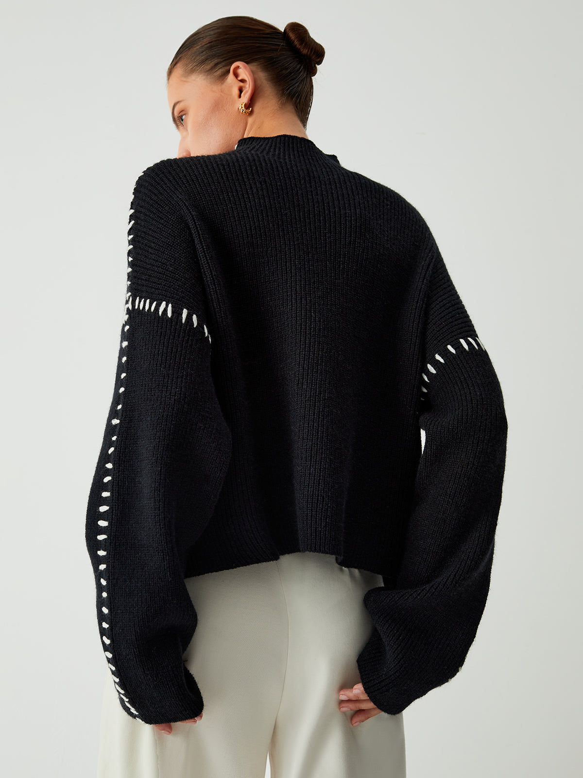 Women's Oversized Mock Neck Sweater - Shift The Focus