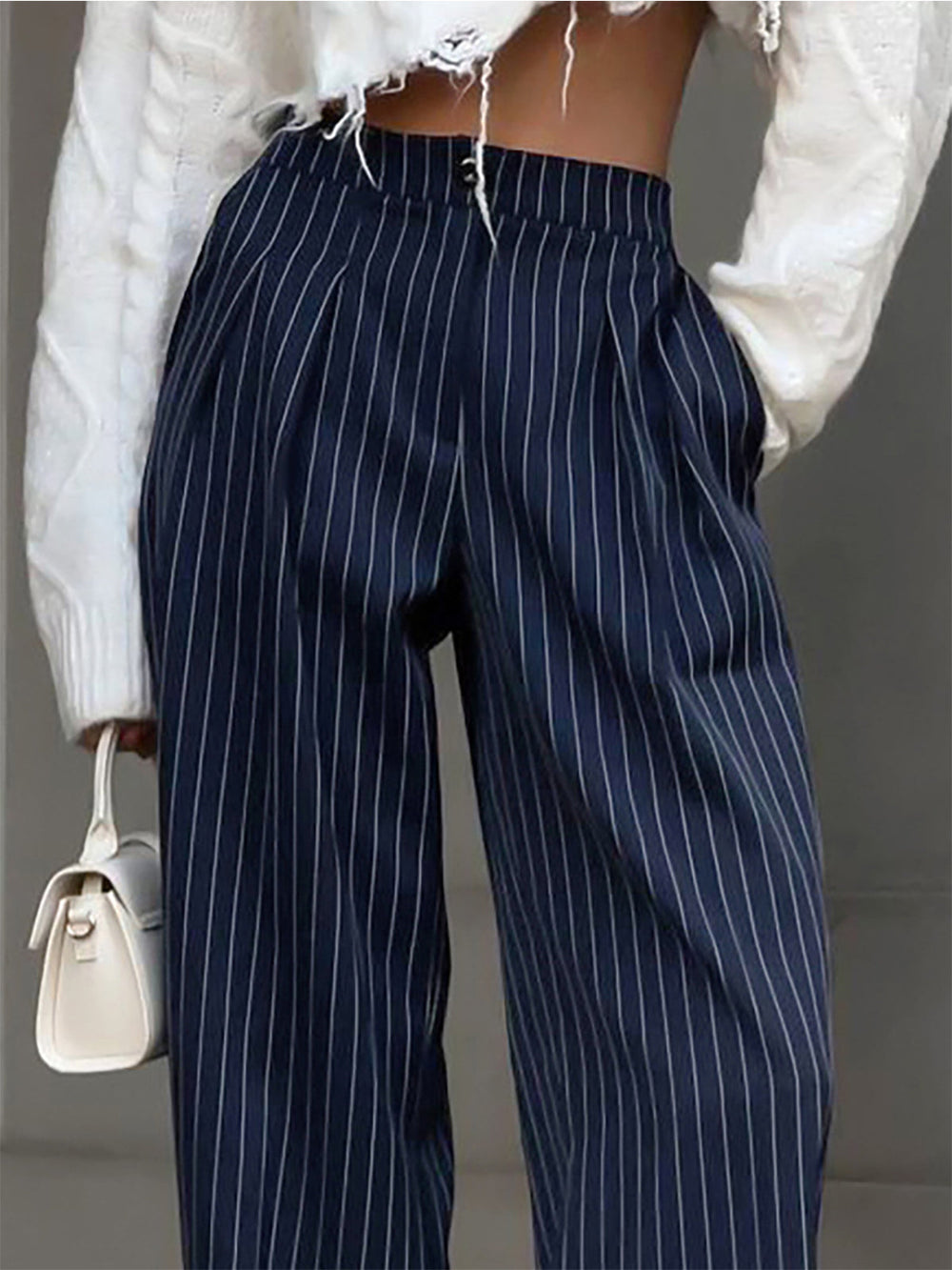 Women's Pleated Wide Leg Trousers - Relaxed Fit Summer Casual