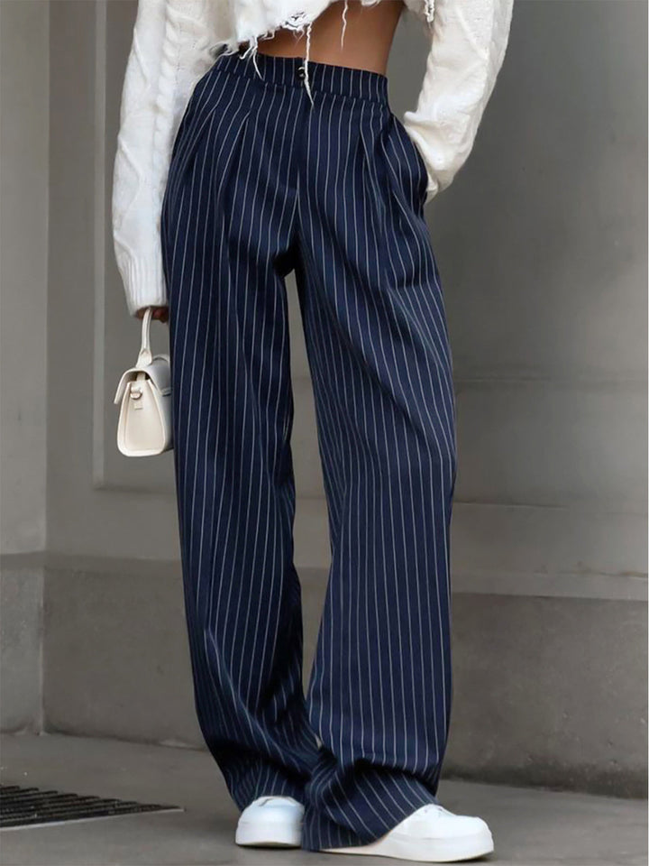 Women's Pleated Wide Leg Trousers - Relaxed Fit Summer Casual