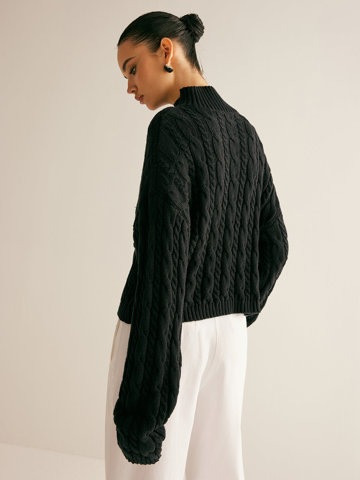 Women's Cotton Knit Top with Keyhole Neckline