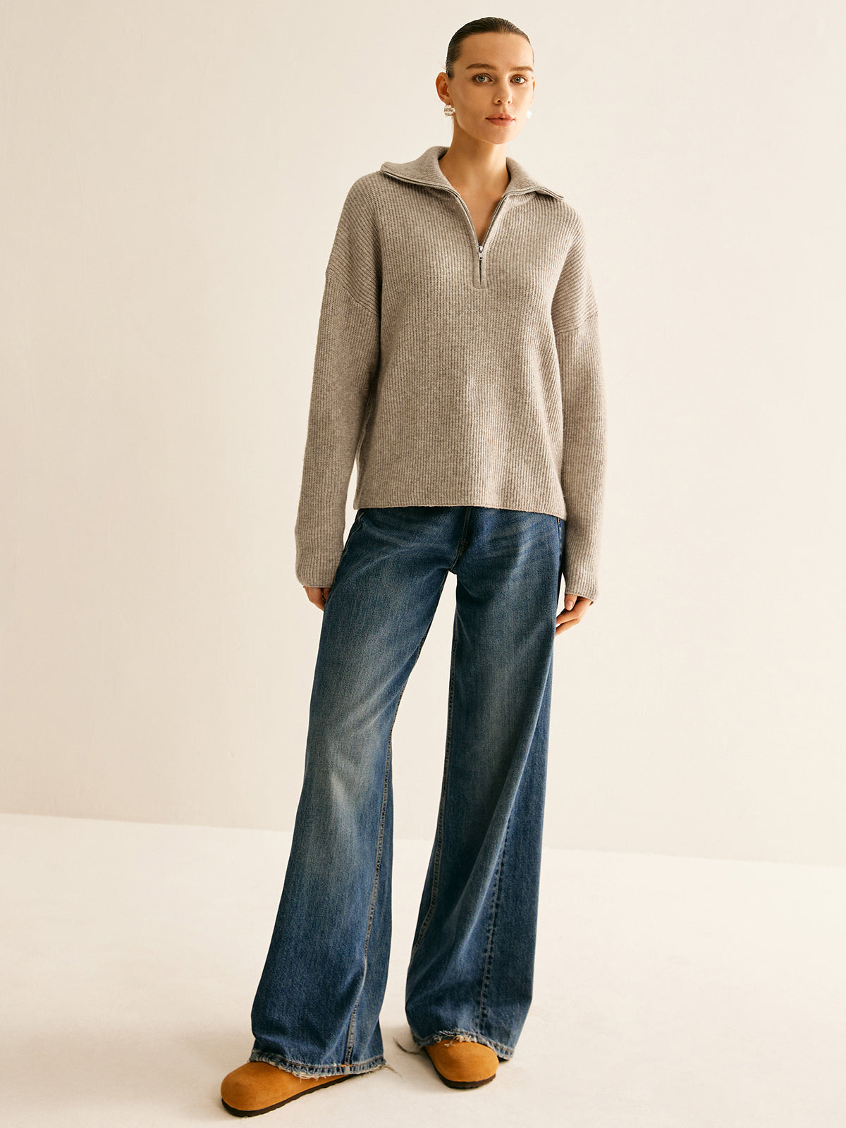 Women's Wool-Blend Zipper Sweater Co-ords
