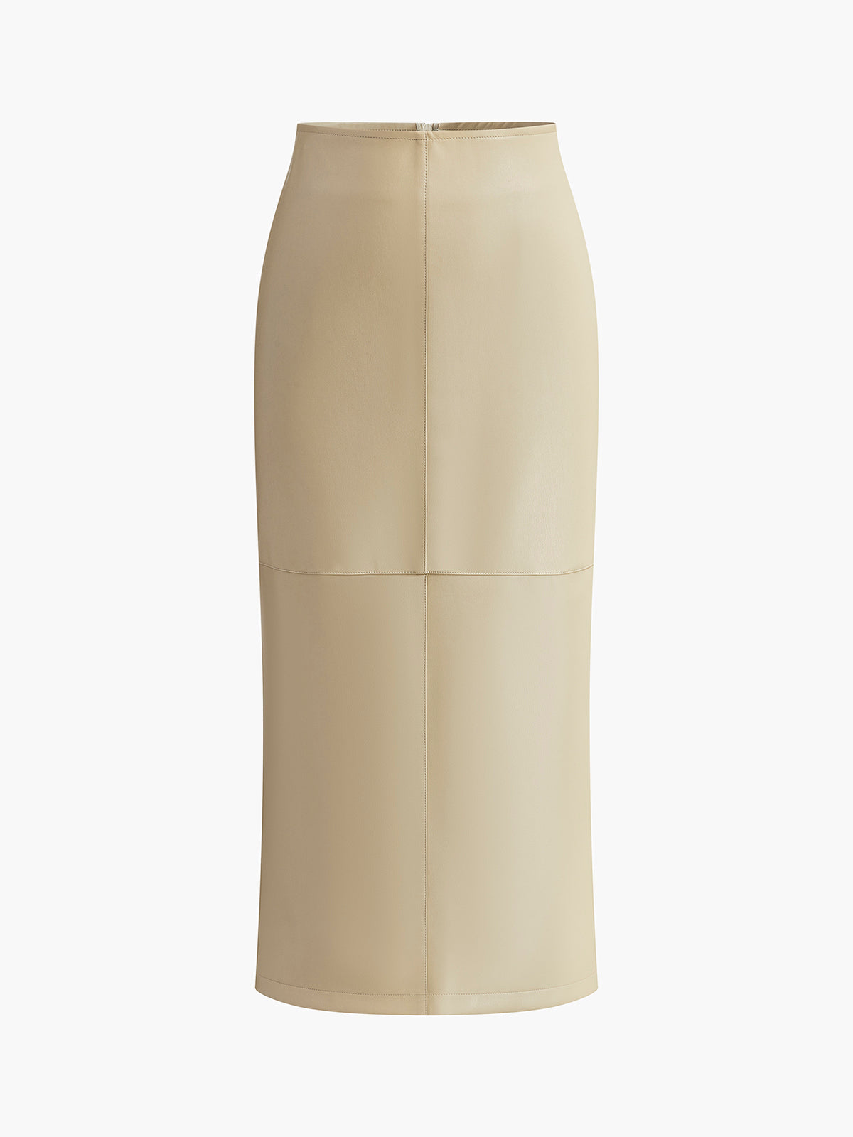 Women's Midi Skirt with Faux Leather Piping