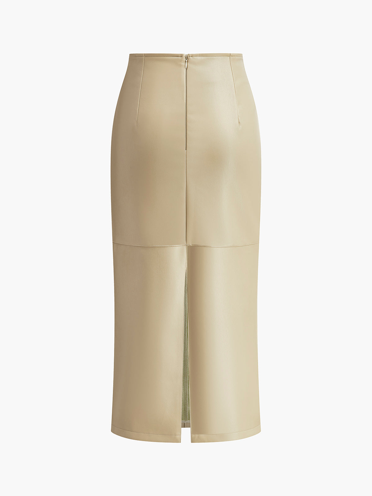 Women's Midi Skirt with Faux Leather Piping