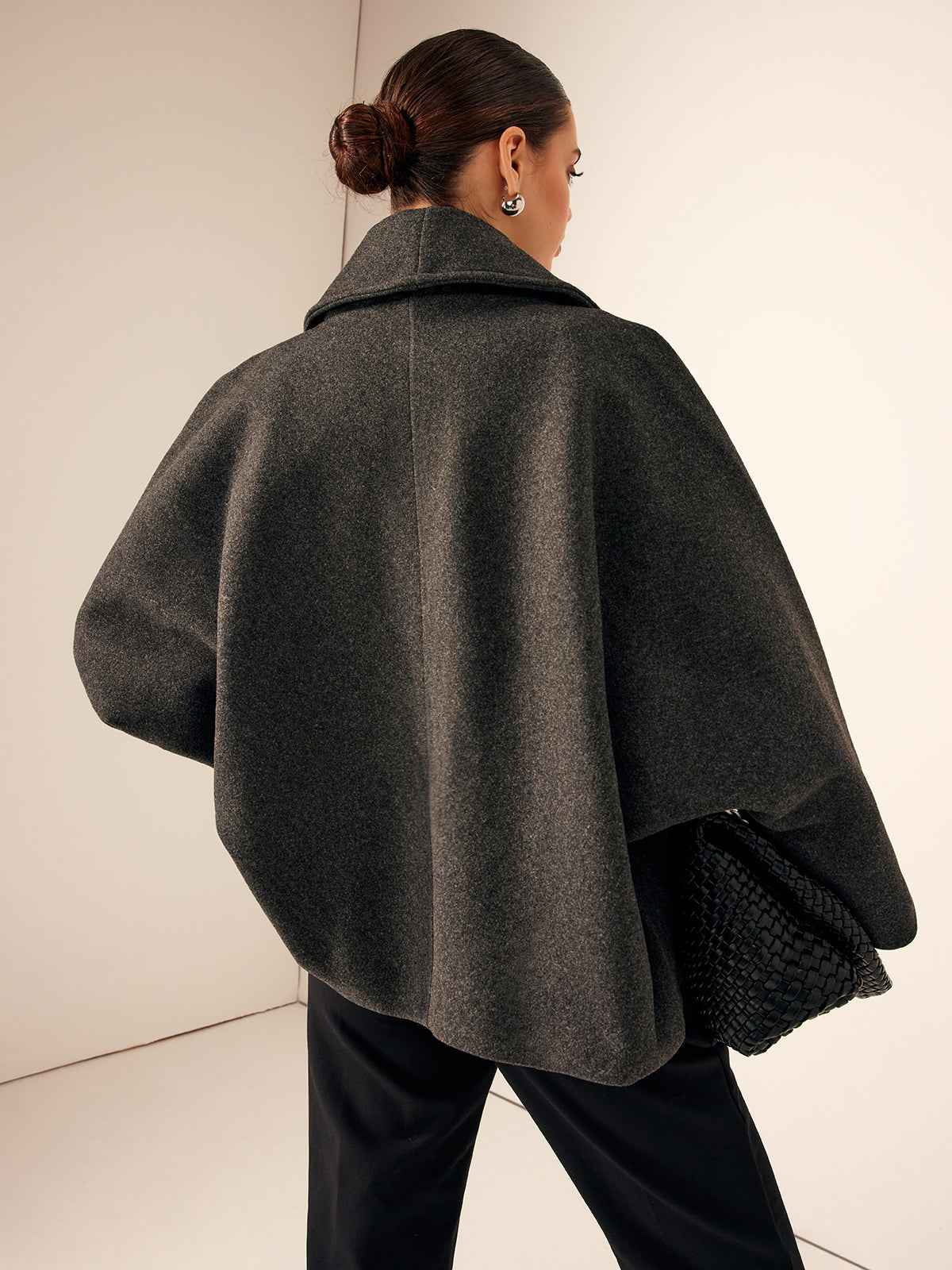 Women's Loose Tweed Coat with Pockets