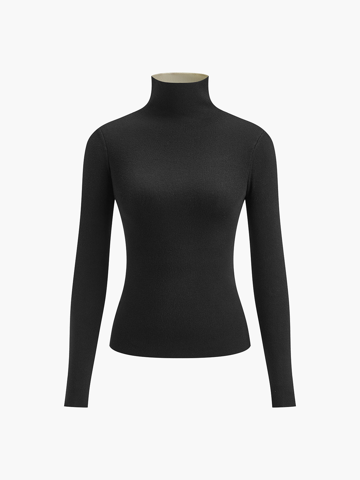 Women's Long Sleeve Two Tone Double Sided Knit Top
