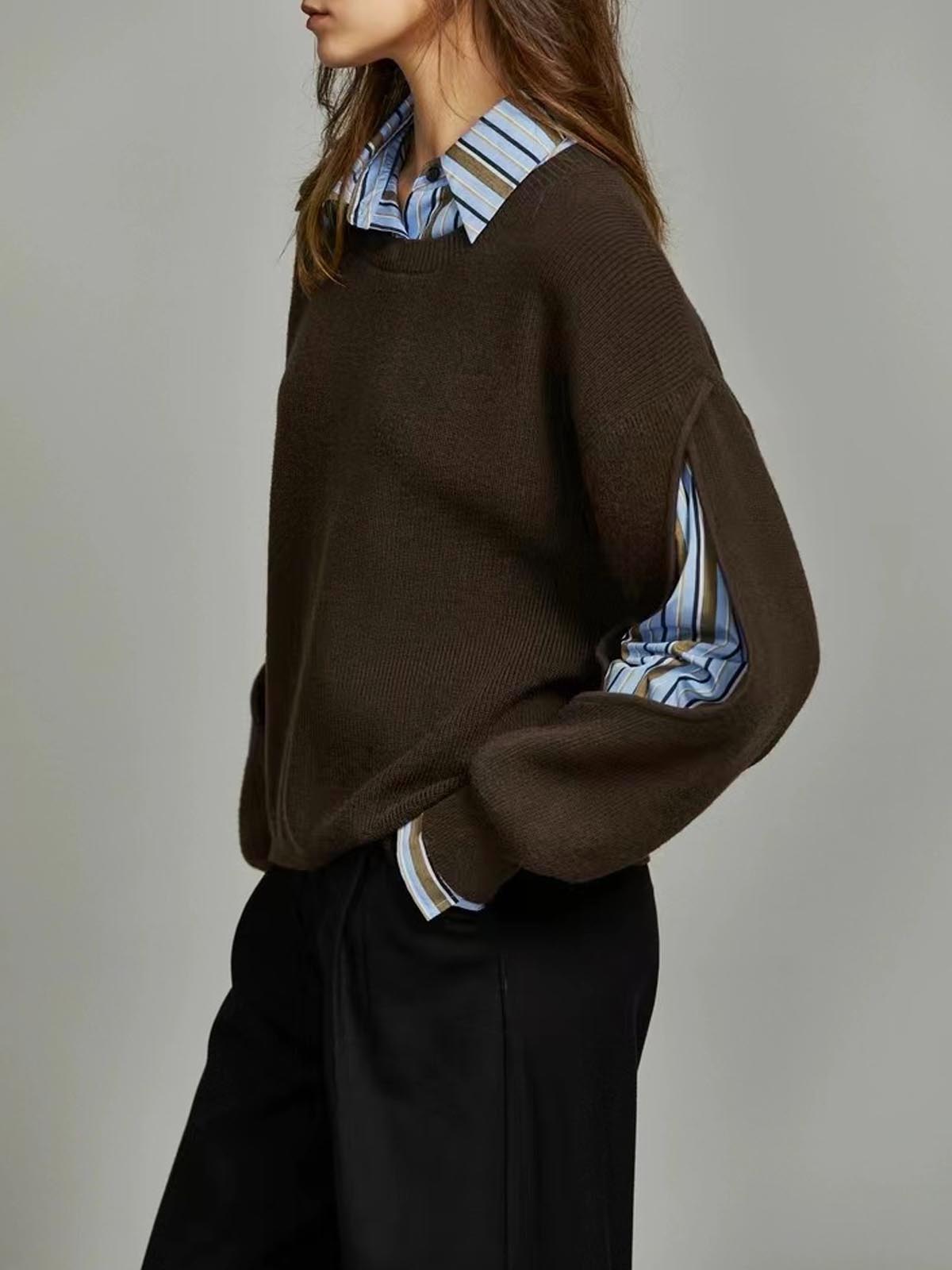 Women's Ribbed Cutout 2 in 1 Sweater