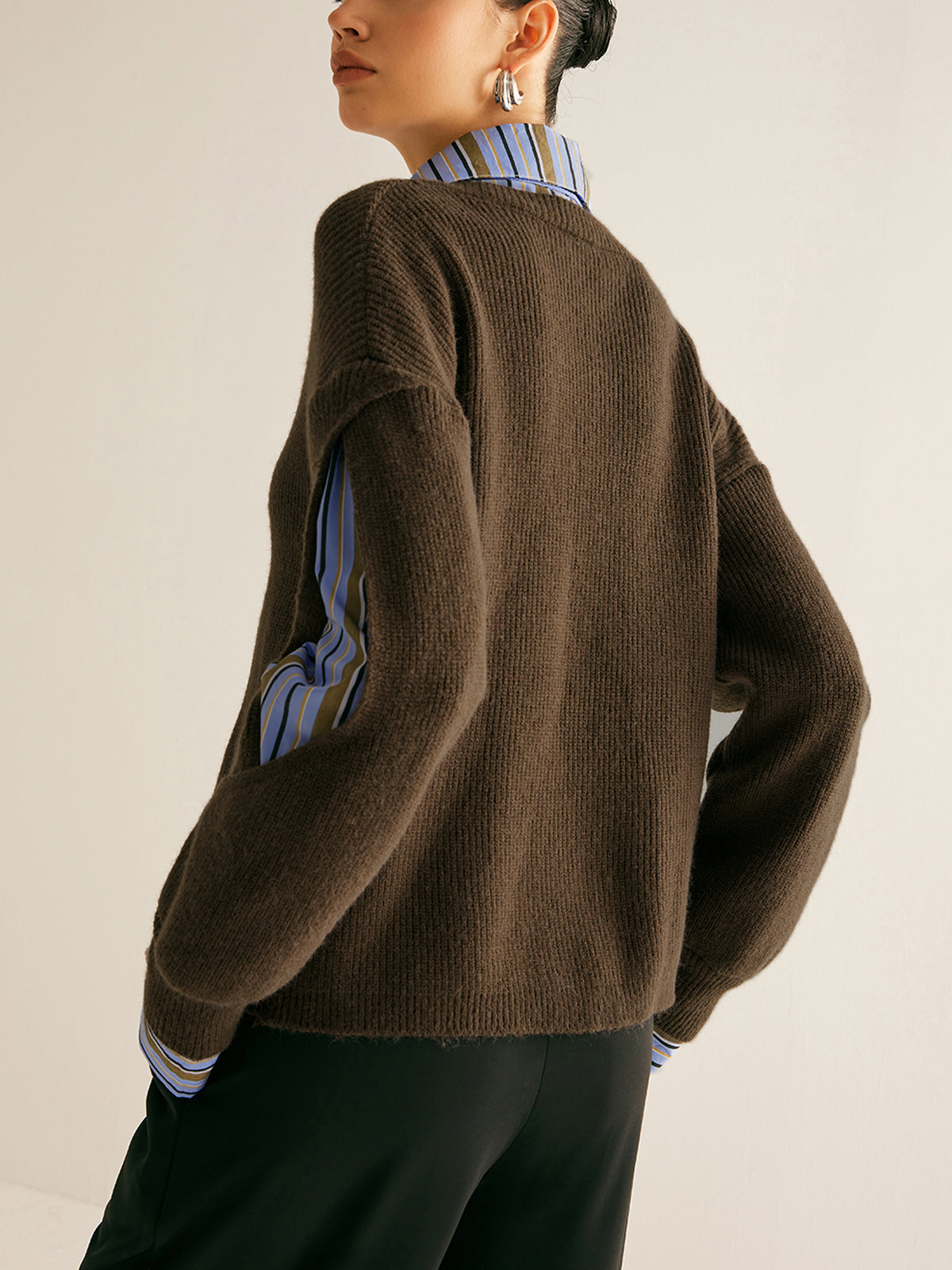 Women's Ribbed Cutout 2 in 1 Sweater
