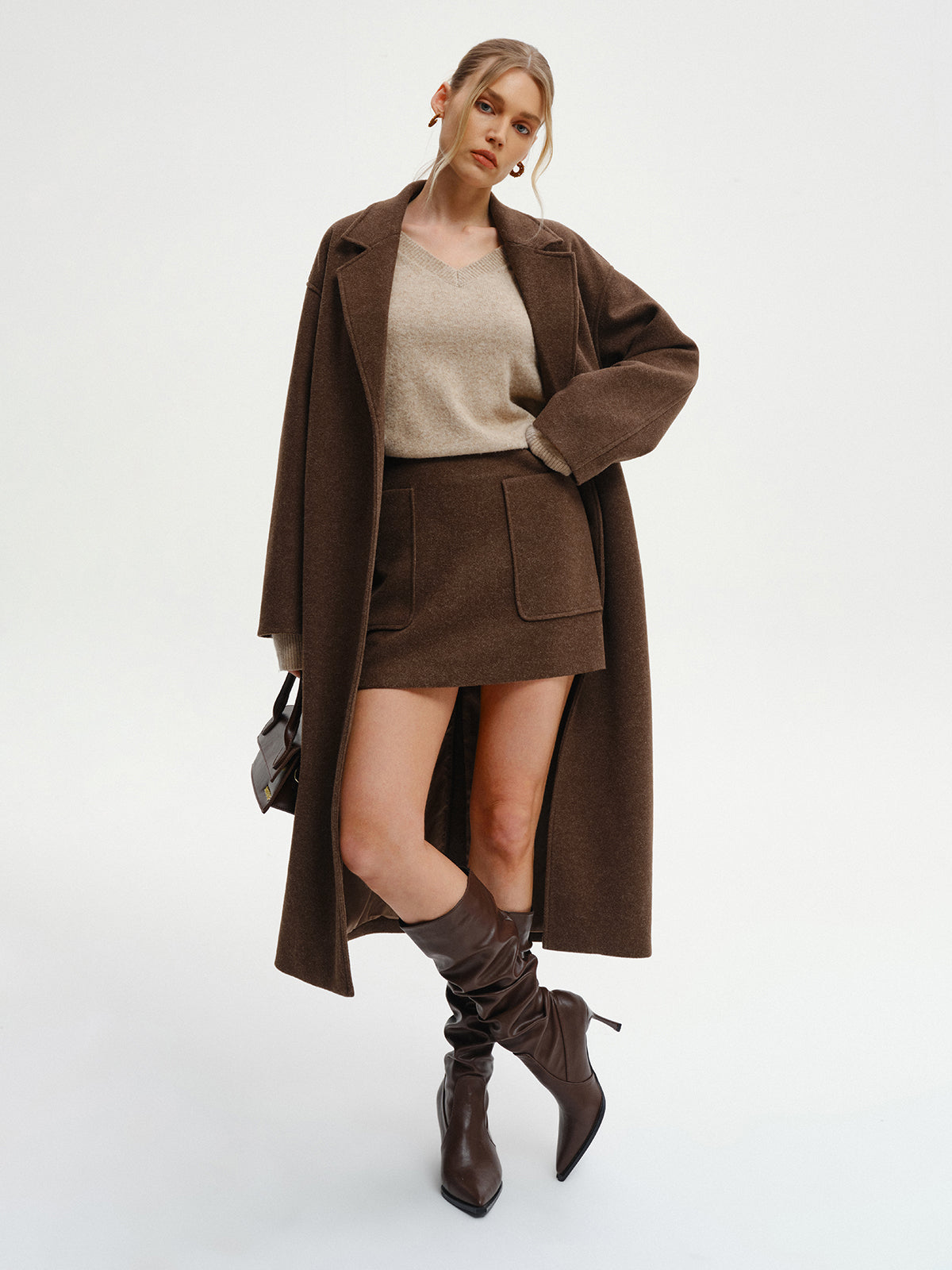 Women's Oversized Long Tweed Coat
