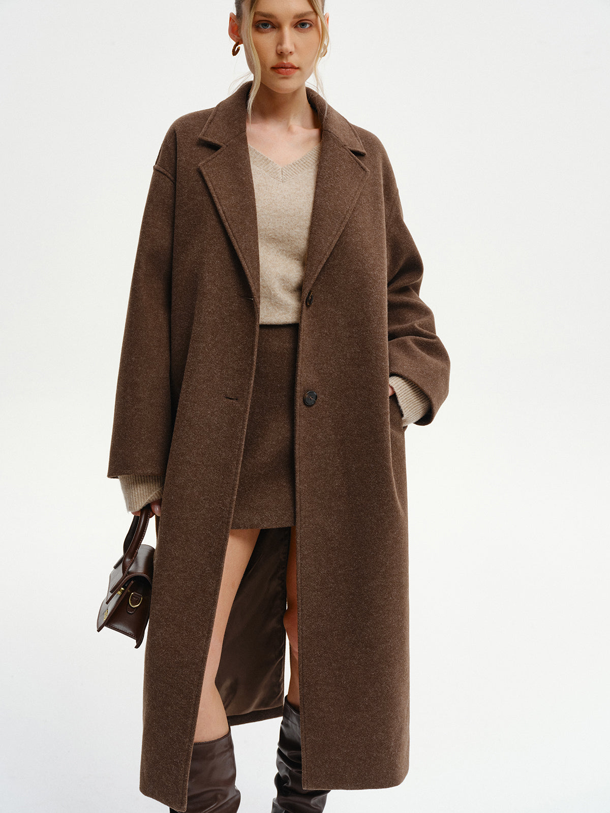 Women's Oversized Long Tweed Coat