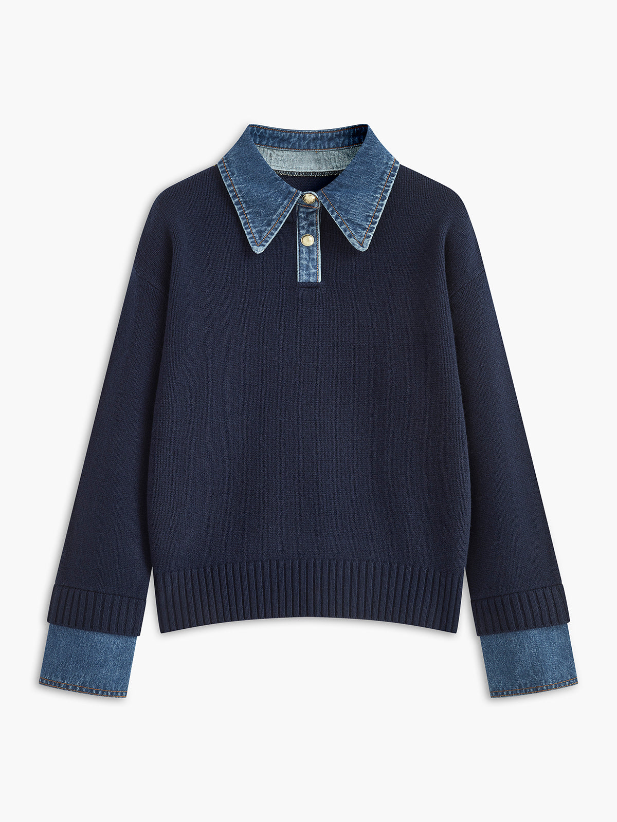 Women's Relaxed 2 in 1 Panel Lapel Sweater