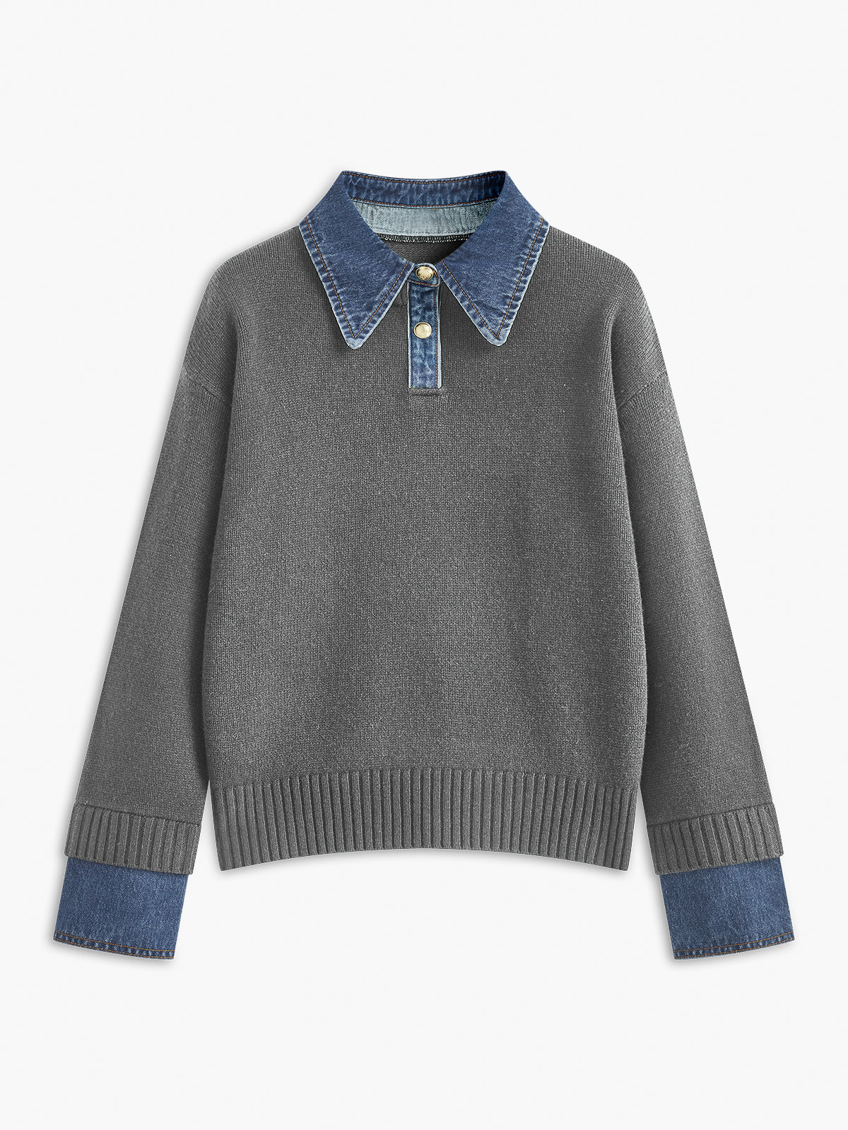 Women's Relaxed 2 in 1 Panel Lapel Sweater