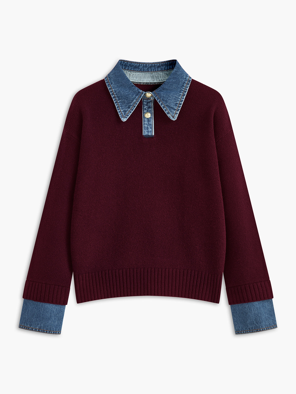 Women's Relaxed 2 in 1 Panel Lapel Sweater