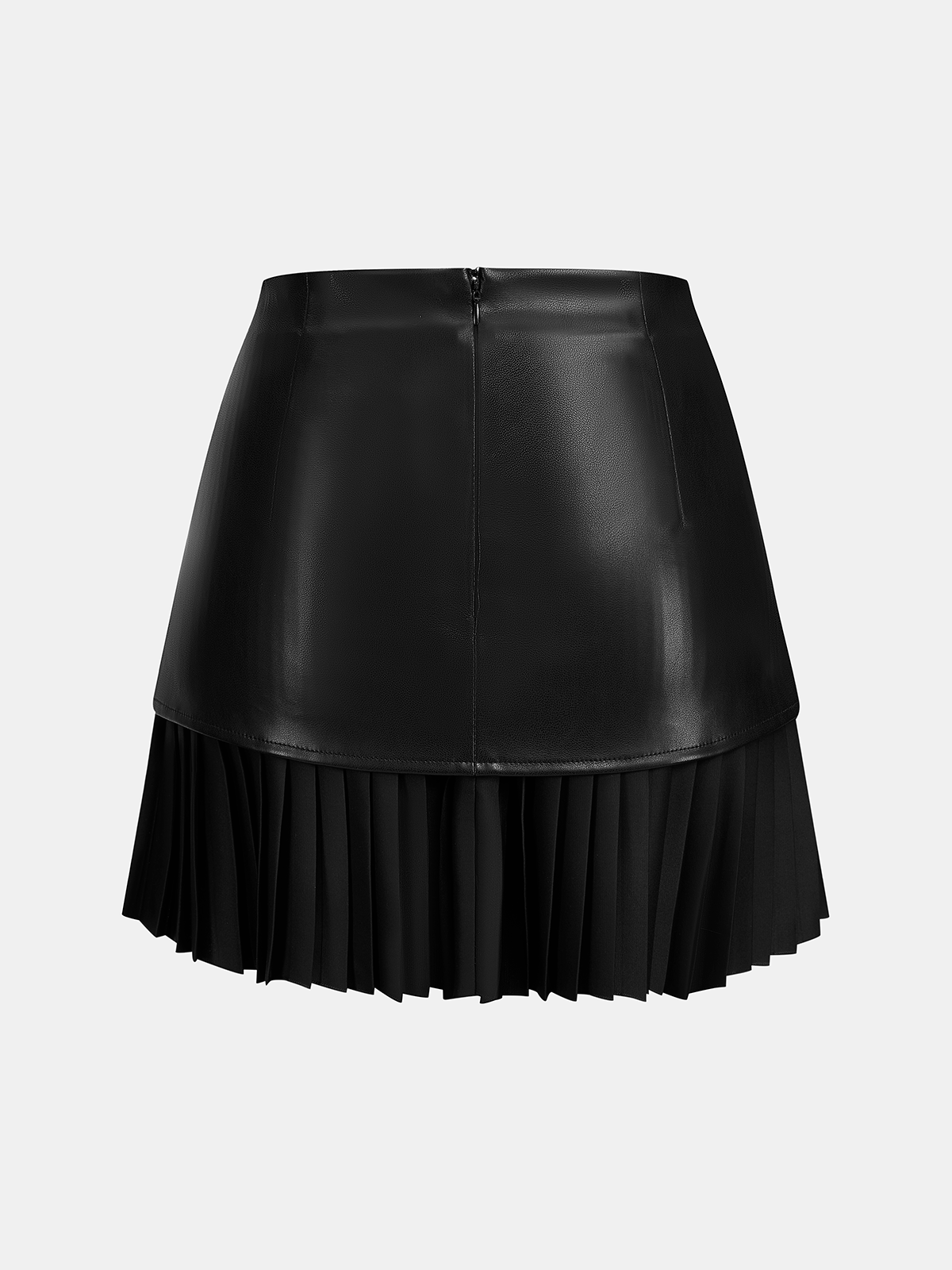 Women's Faux Leather Pleated Mini Skirt with Ruched Detail