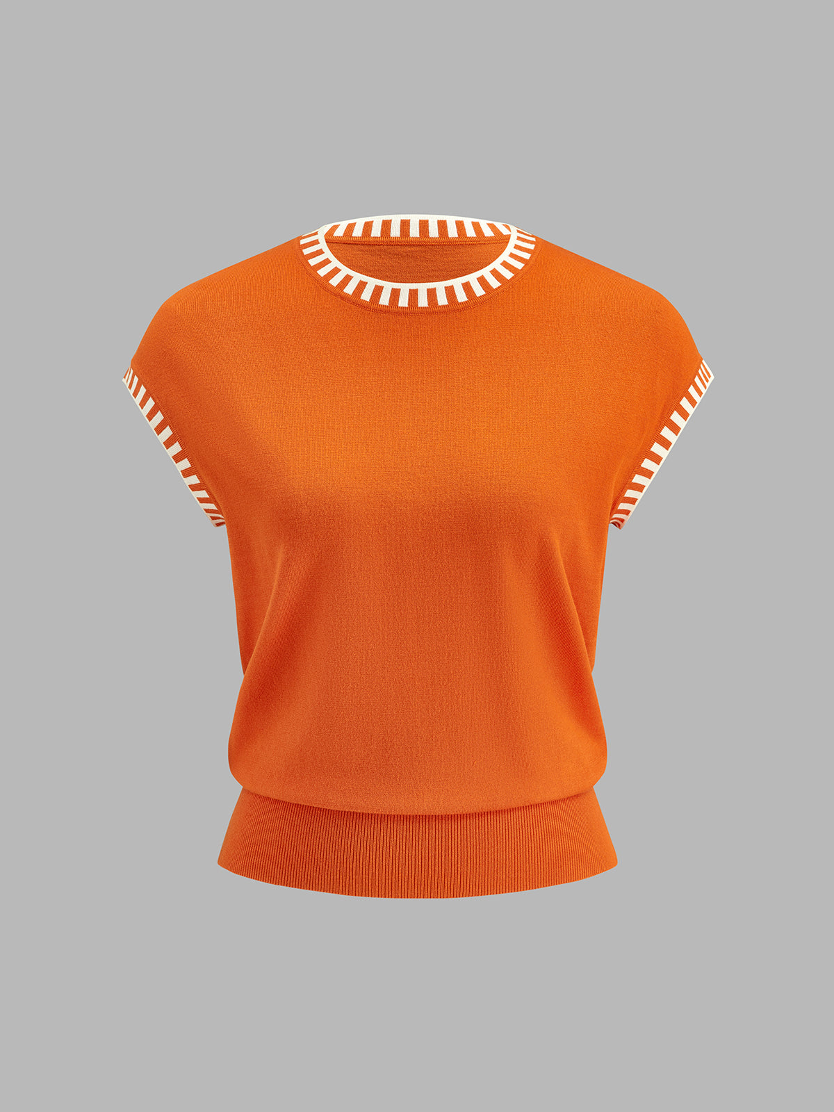 Women's Cap Sleeve Contrast Trim Knit Top