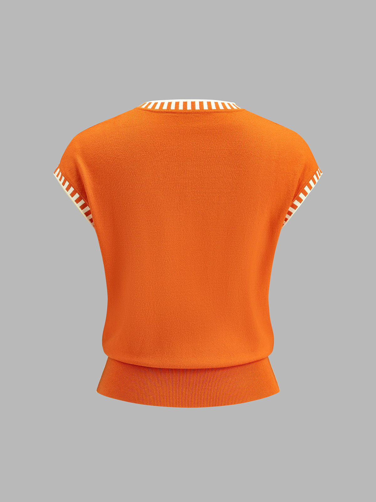 Women's Cap Sleeve Contrast Trim Knit Top