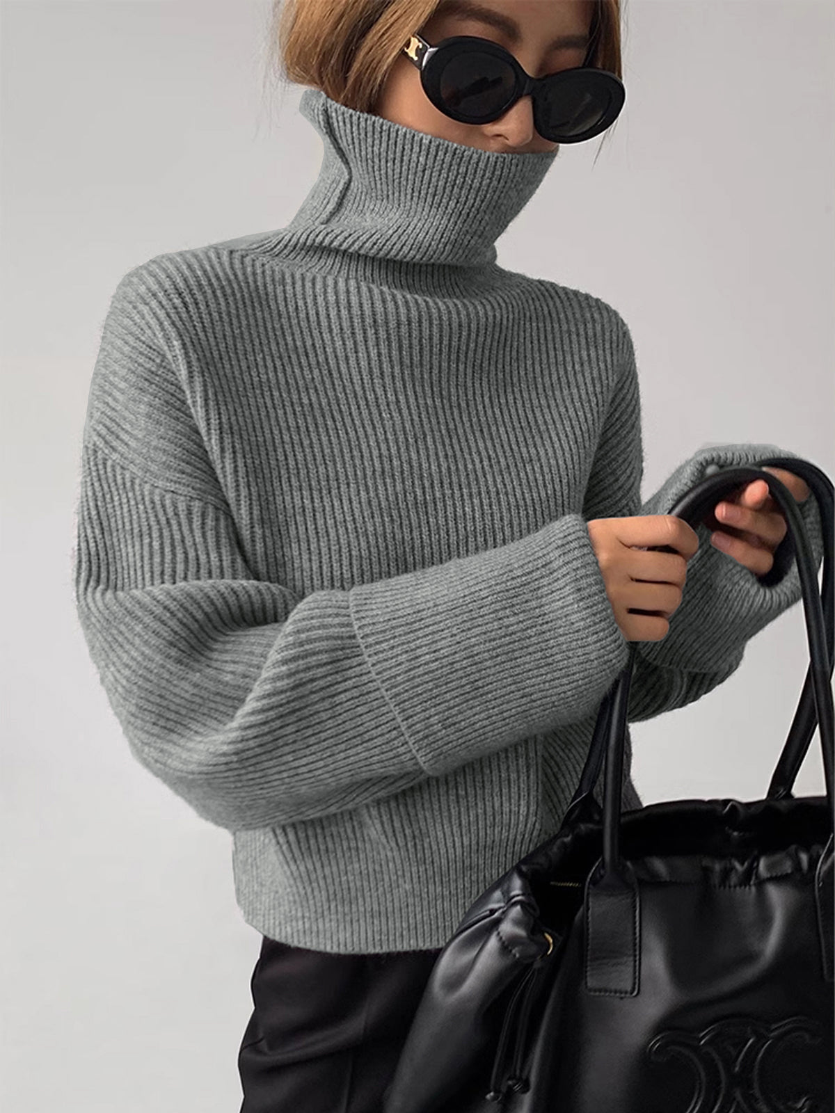 Women's Warm Ribbed Turtleneck Sweater