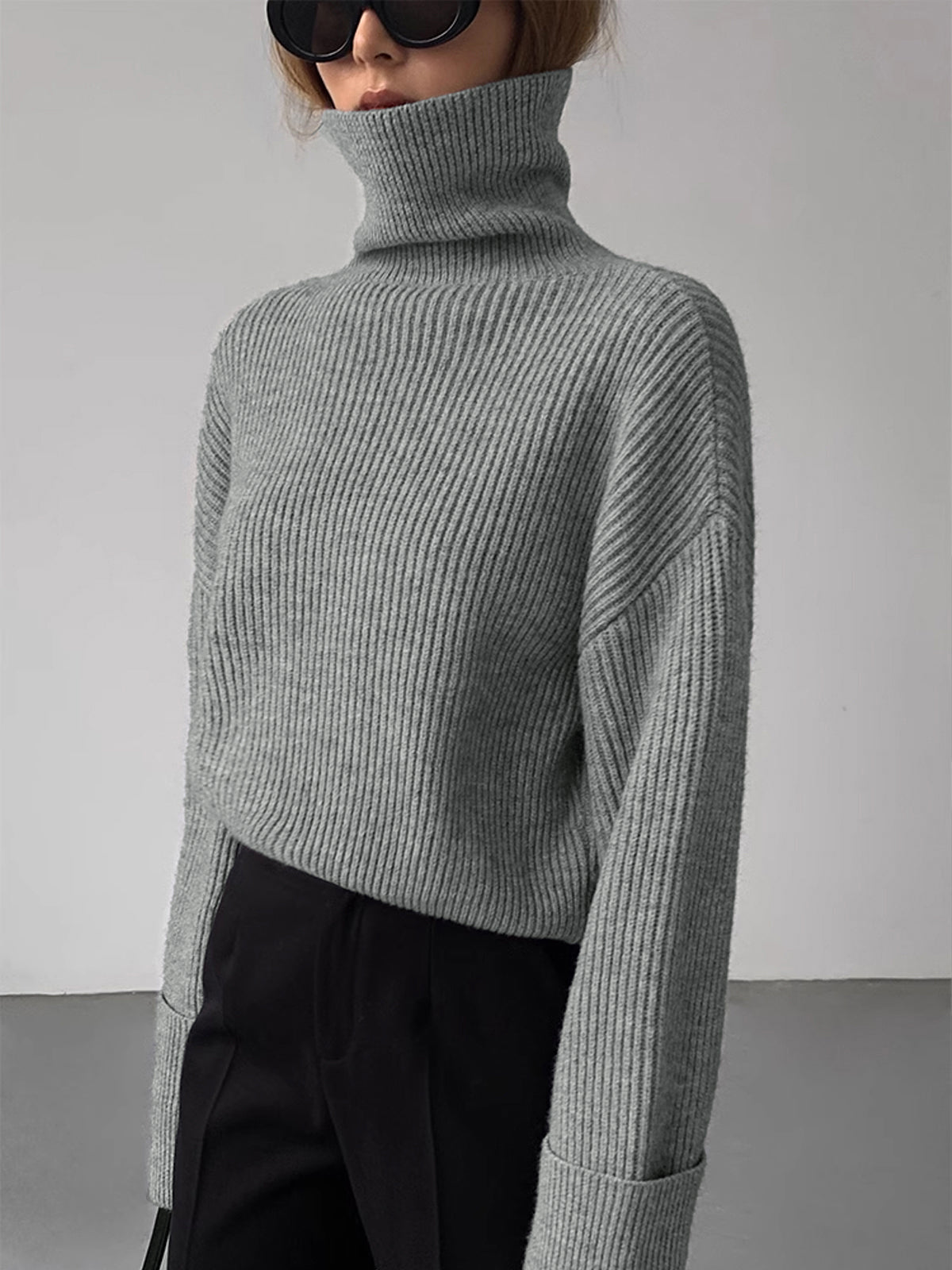 Women's Warm Ribbed Turtleneck Sweater
