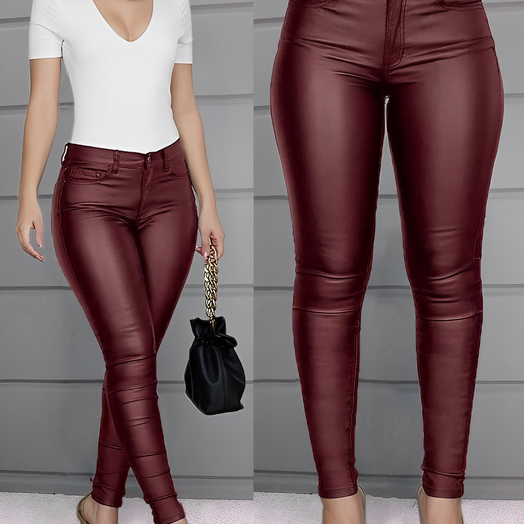 Emily | Women's Slim Fit Leather Pants, Casual