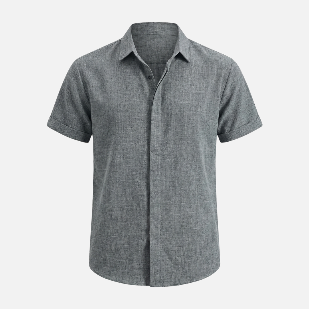 Men's Casual Breathable Linen Button-Up Shirt - Summer Outing