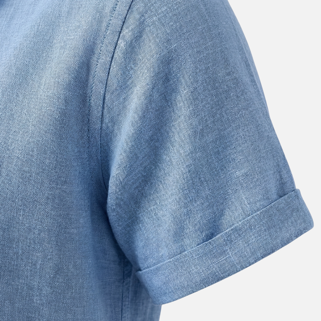 Men's Casual Breathable Linen Button-Up Shirt - Summer Outing