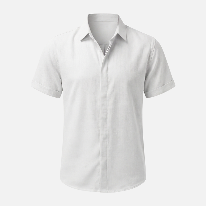 Men's Casual Breathable Linen Button-Up Shirt - Summer Outing