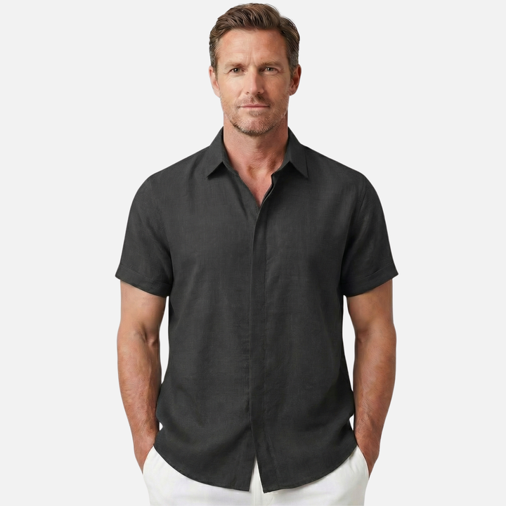 Men's Casual Breathable Linen Button-Up Shirt - Summer Outing