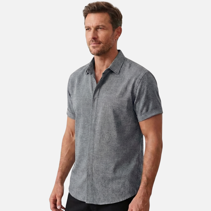 Men's Casual Breathable Linen Button-Up Shirt - Summer Outing