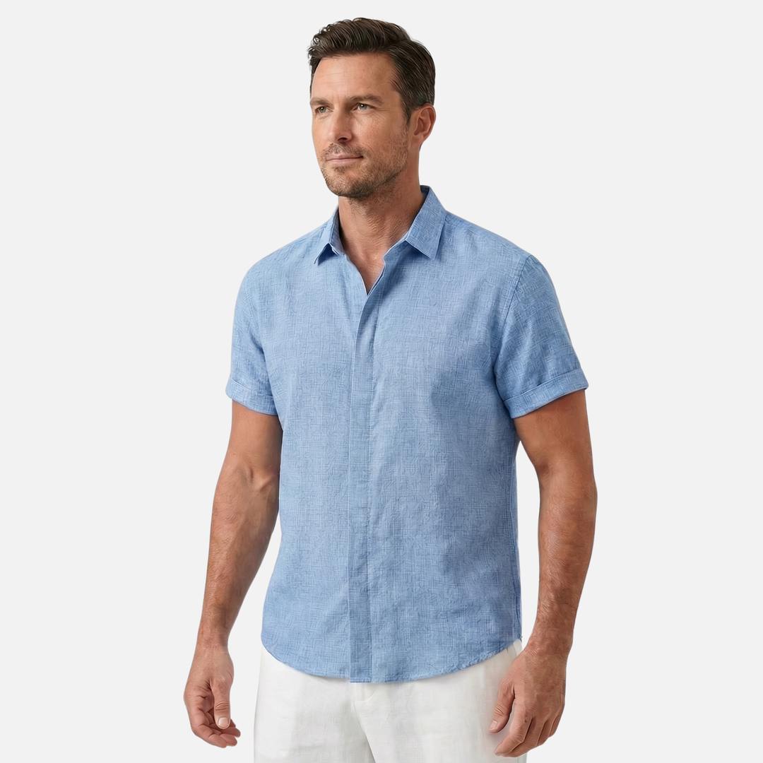Men's Casual Breathable Linen Button-Up Shirt - Summer Outing