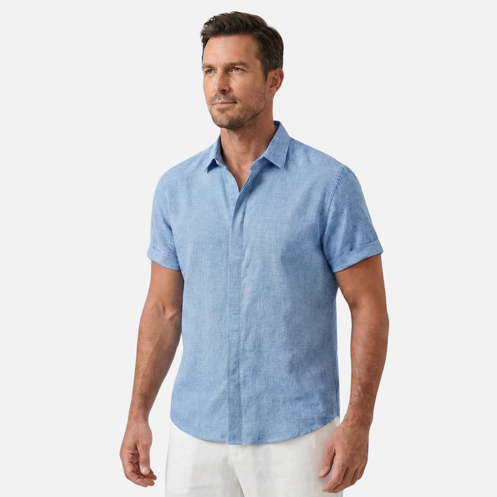 Men's Casual Breathable Linen Button-Up Shirt - Summer Outing