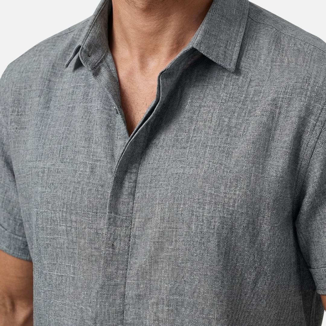 Men's Casual Breathable Linen Button-Up Shirt - Summer Outing