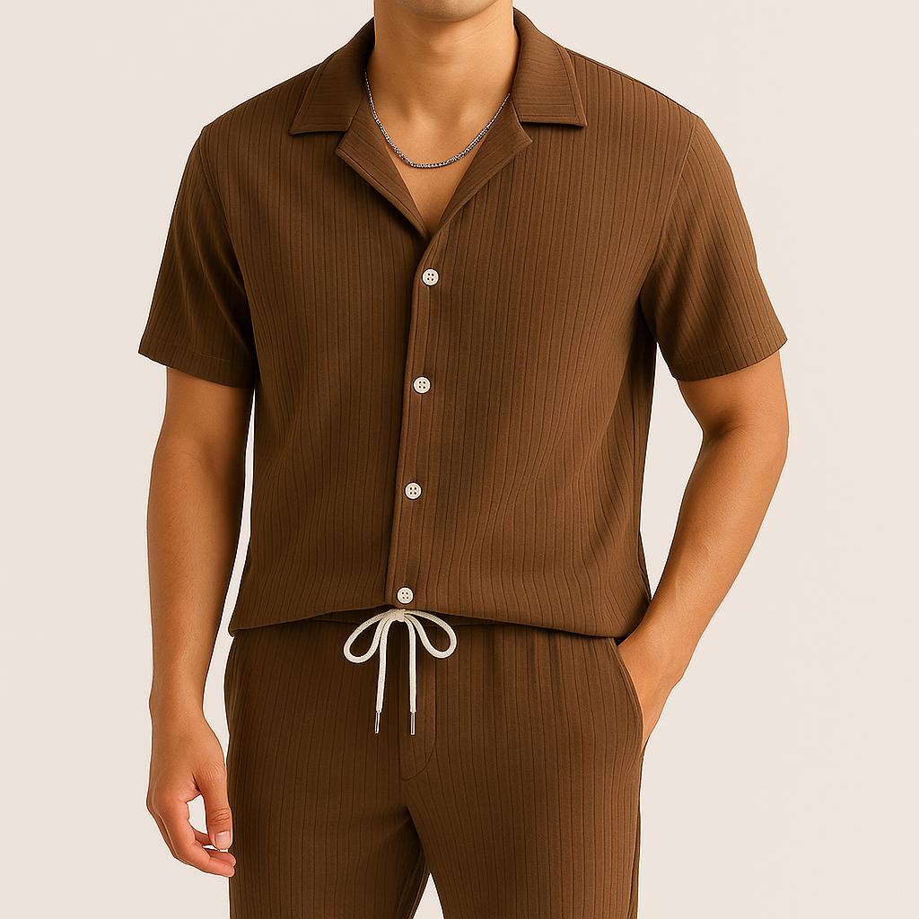 Women's Relaxed Linen Top and Pants Set - Casual