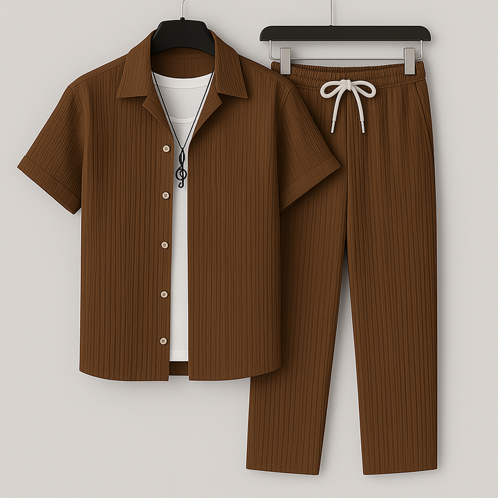 Women's Relaxed Linen Top and Pants Set - Casual