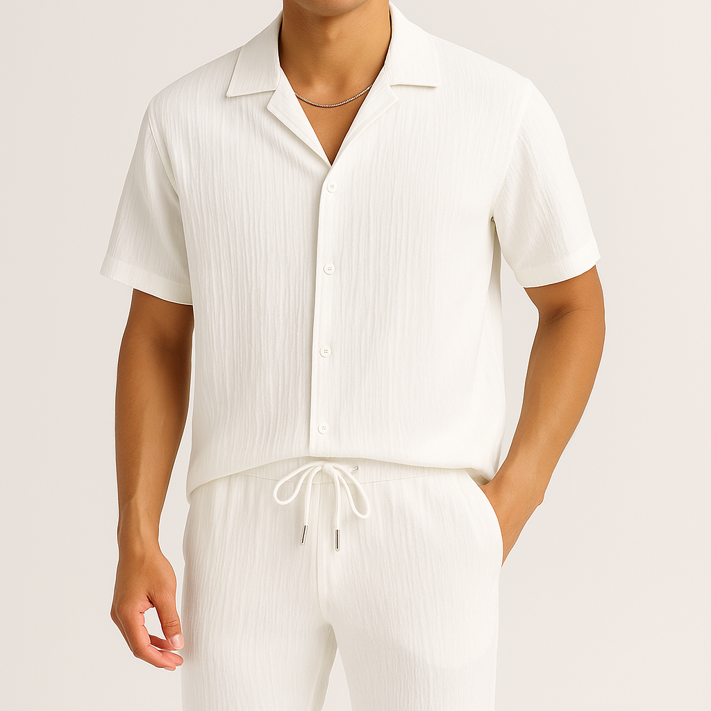 Women's Relaxed Linen Top and Pants Set - Casual