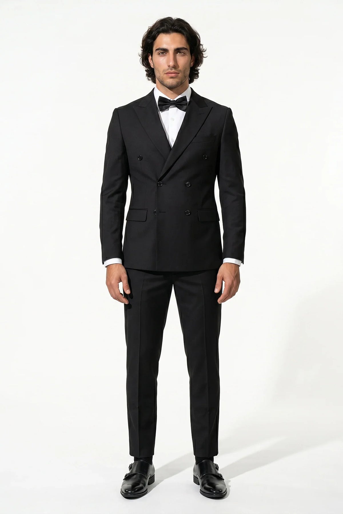 Men's Two Piece Suit Set Double Breasted Peaked Lapel Tailored
