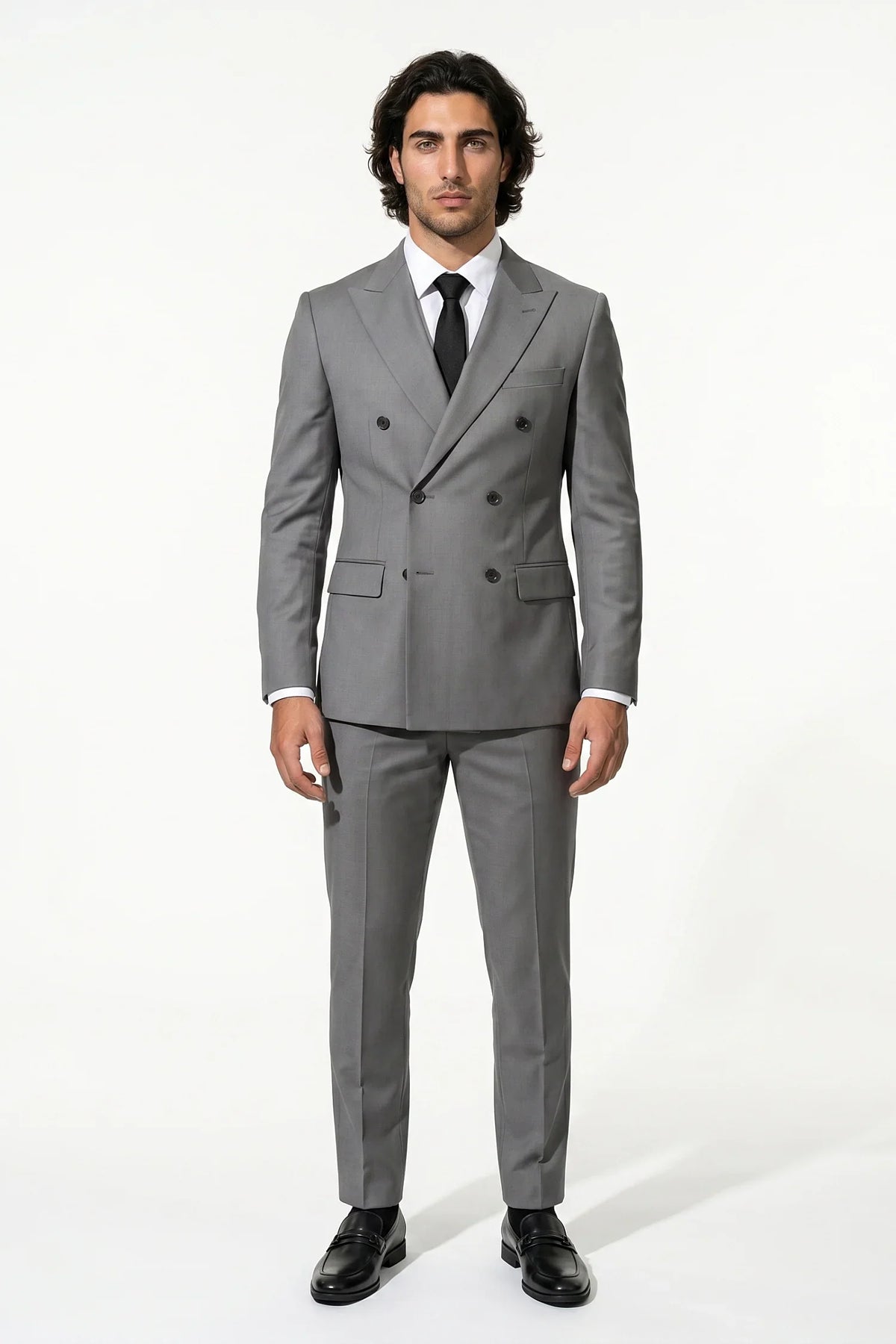 Men's Two Piece Suit Set Double Breasted Peaked Lapel Tailored