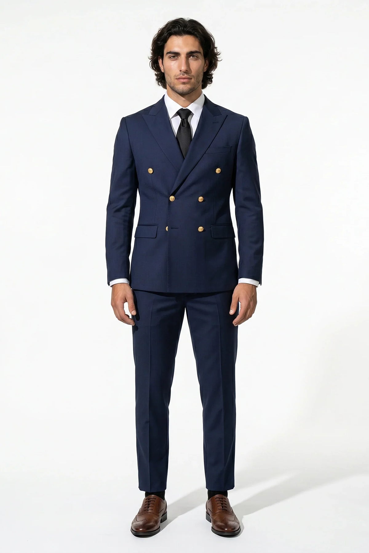 Men's Two Piece Suit Set Double Breasted Peaked Lapel Tailored