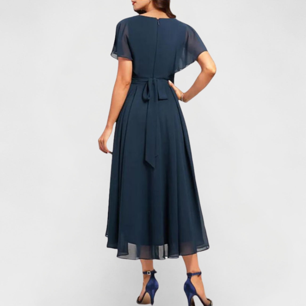 Seraphina | Women's V-Neck Flutter Midi Dress, Evening