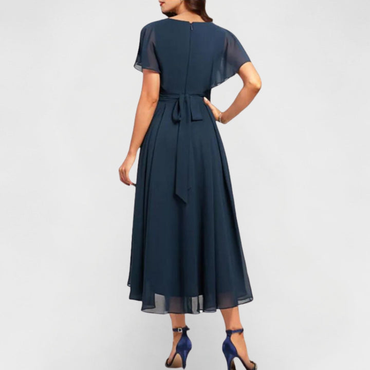 Seraphina | Women's V-Neck Flutter Midi Dress, Evening