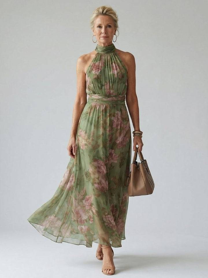 Sophie | Women's Floral Halter Midi Dress, Summer