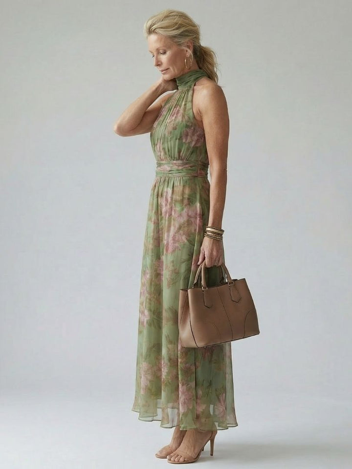 Sophie | Women's Floral Halter Midi Dress, Summer