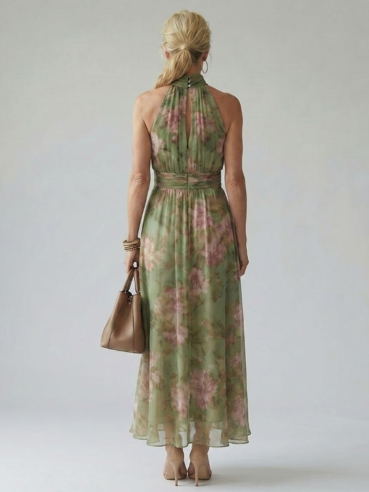 Sophie | Women's Floral Halter Midi Dress, Summer